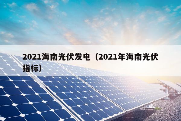 2021海南光伏发电（2021年海南光伏指标）