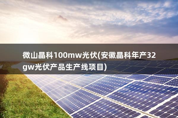 微山晶科100mw光伏(安徽晶科年产32gw光伏产品生产线项目)