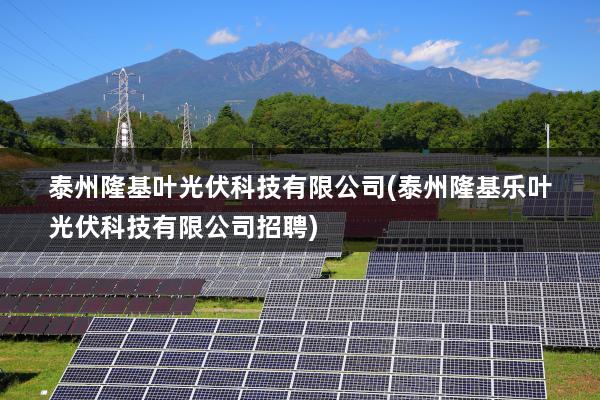 泰州隆基叶光伏科技有限公司(泰州隆基乐叶光伏科技有限公司招聘)