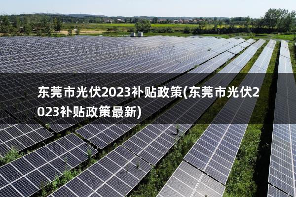 东莞市光伏2023补贴政策(东莞市光伏2023补贴政策最新)