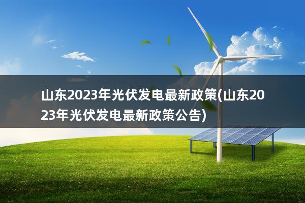 山东2023年光伏发电最新政策(山东2023年光伏发电最新政策公告)
