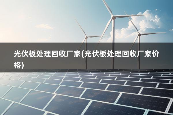 光伏板处理回收厂家(光伏板处理回收厂家价格)